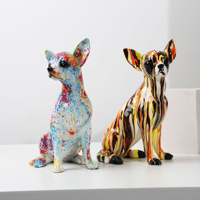 Art Craft Simple - Kreatywna sztuka Chihuahua kolorowe małe ozdoby