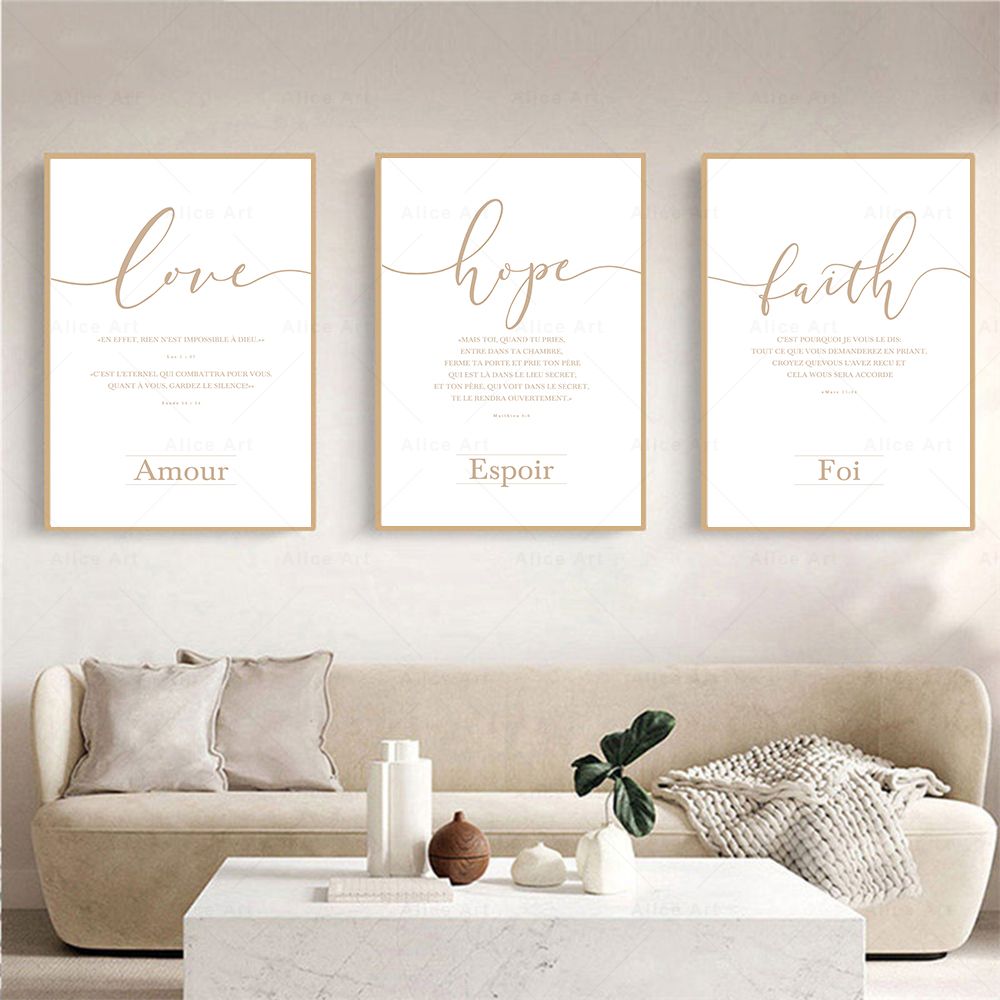 Art Craft Love - Wiara Nadzieja Miłość Werset Biblijny Francuski