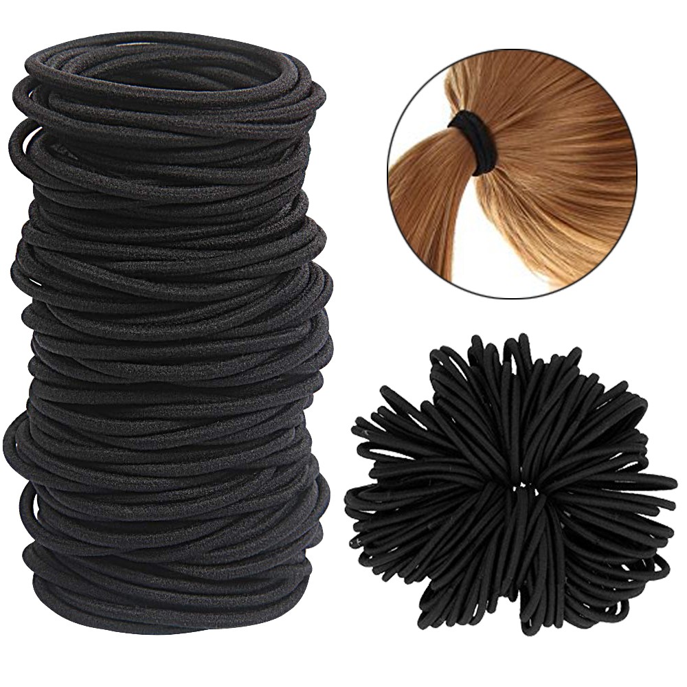 Art And Craft Hair - 10/30/50szt 4MM Czarne małe gumki do